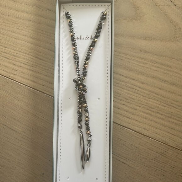 Stella & Dot Silver, Gold, Black, and Grey Lariat Necklace - NWOT. - Picture 6 of 8